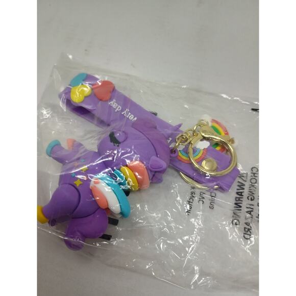Michati Purple Unicorn Keychain PVC Cartoon Kid's Bag Charm New - Picture 4 of 4